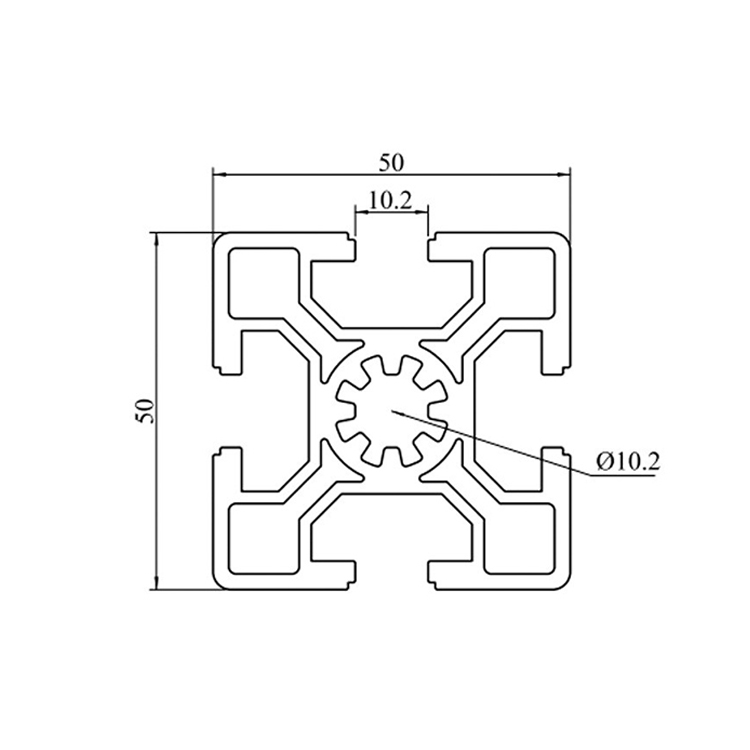 5050 10mm T-슬롯 아노다이징 알루미늄 프로파일